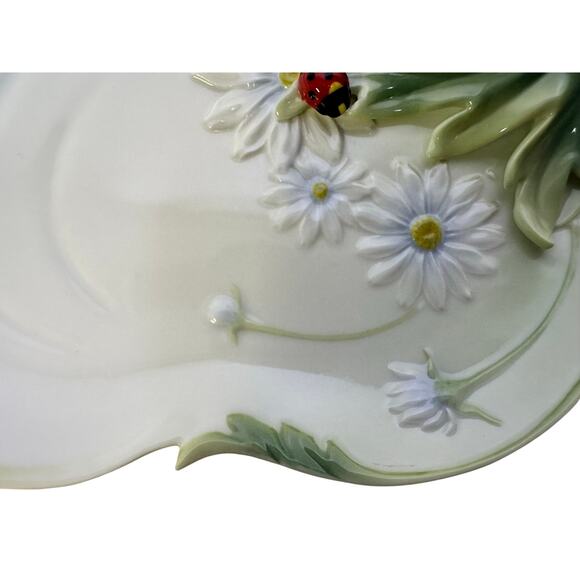 Franz Porcelain Ladybug Design Sculptured Porcelain FZ00594 Dessert Plate Tray - Picture 4 of 12
